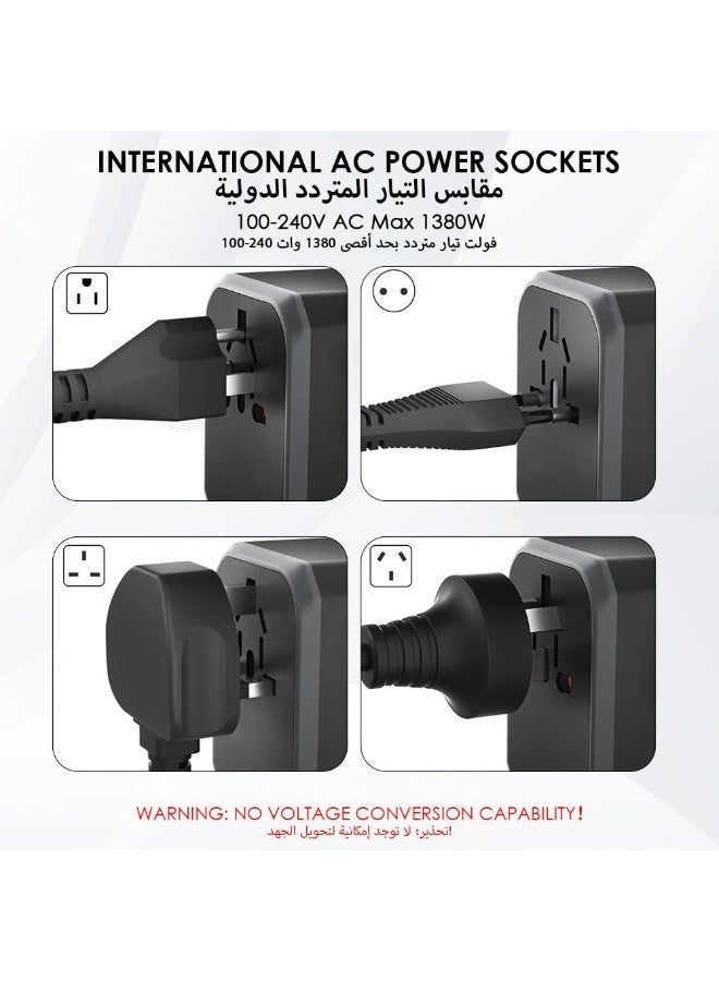 Bukela Universal Travel Adapter, International Travel Plug Adapter All in One Worldwide Wall Charger with USB-C PD Fast Charging 3A 3 USB Ports for Europe USA UK AUS（Black） - Image 5